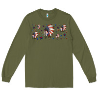 Army Green patriotic native American headdress 16oz libbey cup Long Sleeve Tee - HRA Design Shop