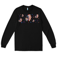 Black patriotic native American headdress 16oz libbey cup Long Sleeve Tee - HRA Design Shop