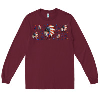 Burgundy patriotic native American headdress 16oz libbey cup Long Sleeve Tee - HRA Design Shop
