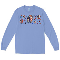 Colony Blue patriotic native American headdress 16oz libbey cup Long Sleeve Tee - HRA Design Shop