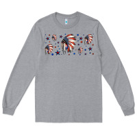 Heather Grey patriotic native American headdress 16oz libbey cup Long Sleeve Tee - HRA Design Shop