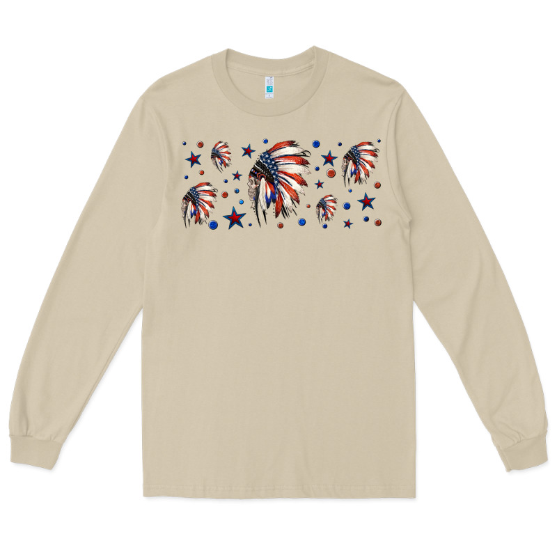 Patriotic Native American Headdress 16oz Libbey Cup Long Sleeve Tee by HRA Design Shop | Teevron