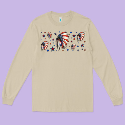 Patriotic Native American Headdress 16oz Libbey Cup Long Sleeve Tee Designed By Hra Design Shop