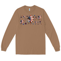 Toasted Coconut patriotic native American headdress 16oz libbey cup Long Sleeve Tee - HRA Design Shop