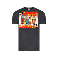 Vintage Black cartoon characters coffee cups Vintage Tee - Zillion Design Studio