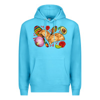 Ocean Blue empanadas roses onion lime and avocado Premium Hoodie - AdoDesignShop