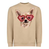 Mushroom Chihuahua dog with love glasses Heavyweight Sweatshirt - RanaPortraitStore