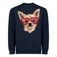 Chihuahua Dog With Love Glasses Heavyweight Sweatshirt | Teevron