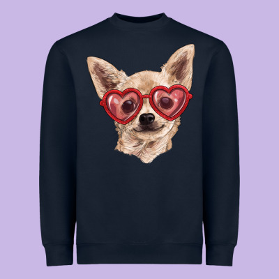 Heavyweight Sweatshirt Chihuahua dog with love glasses