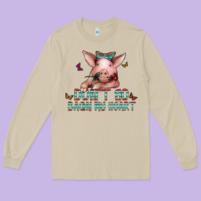 Don't Go Bacon My Heart Long Sleeve Tee Designed By Cowhidedigitalart