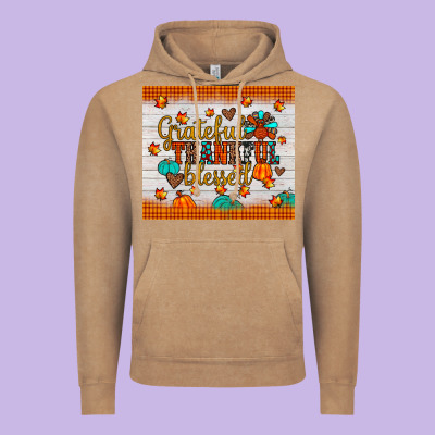 Grateful Thankful Blessed Vintage Hoodie Designed By Jahusdesignshop
