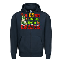Navy beginning to look like a christmas with gin and gifts Zipper Hoodie - AdoDesignShop