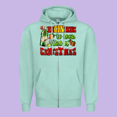Beginning To Look Like A Christmas With Gin And Gifts Zipper Hoodie Designed By Adodesignshop