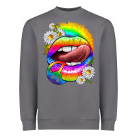 Storm rainbow lips with daisies Heavyweight Sweatshirt - texasbilliewilder