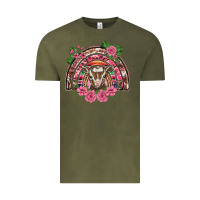 Vintage Olive pink floral baby goat rainbow Vintage Tee - BarkalooDesign