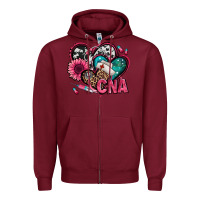 Burgundy certified nursing assistant cna hearts Zipper Hoodie - Jasminsmagicworld