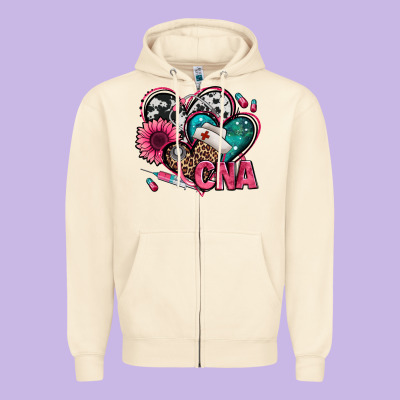Certified Nursing Assistant Cna Hearts Zipper Hoodie Designed By Jasminsmagicworld