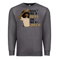 Charcoal Heather hustle like a boss live like a queen Premium Sweatshirt - MaliasSmallBusiness