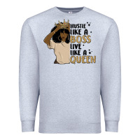 Heather Grey hustle like a boss live like a queen Premium Sweatshirt - MaliasSmallBusiness
