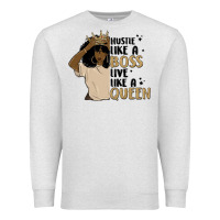 Oatmeal Heather hustle like a boss live like a queen Premium Sweatshirt - MaliasSmallBusiness