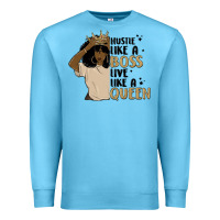 Ocean Blue hustle like a boss live like a queen Premium Sweatshirt - MaliasSmallBusiness