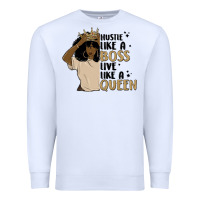 White hustle like a boss live like a queen Premium Sweatshirt - MaliasSmallBusiness