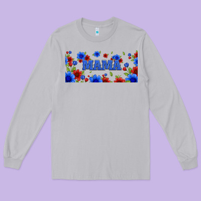 Floral American Mama 16oz Libbey Cup Long Sleeve Tee Designed By Hra Design Shop