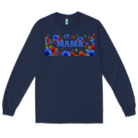 Navy floral american mama 16oz libbey cup Long Sleeve Tee - HRA Design Shop