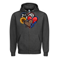 Charcoal Heather 4th of july american hearts Zipper Hoodie - Jasminsmagicworld