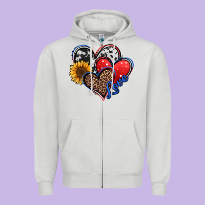 4th Of July American Hearts Zipper Hoodie Designed By Jasminsmagicworld