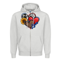Dove Grey 4th of july american hearts Zipper Hoodie - Jasminsmagicworld