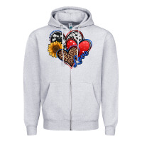 Heather Grey 4th of july american hearts Zipper Hoodie - Jasminsmagicworld