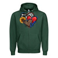 Sports Green 4th of july american hearts Zipper Hoodie - Jasminsmagicworld