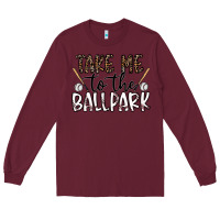 Burgundy take me to the ballpark Long Sleeve Tee - CowhideDigitalArt