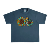 Midnight Navy western sunflowers Urban Heavy Tee - RanaPortraitStore