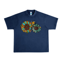 Navy western sunflowers Urban Heavy Tee - RanaPortraitStore