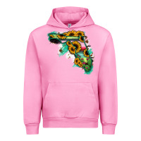 Fuchsia Pink Florida Map with Sunflower and Serape Cactus Urban Hoodie - Bettercallsaul
