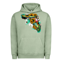 Pigment Oil Green Florida Map with Sunflower and Serape Cactus Urban Hoodie - Bettercallsaul