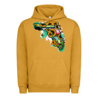 Pigment Peanut Butter Florida Map with Sunflower and Serape Cactus Urban Hoodie - Bettercallsaul