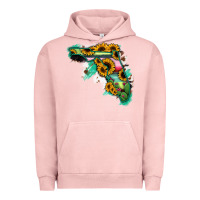 Pigment Salmon Florida Map with Sunflower and Serape Cactus Urban Hoodie - Bettercallsaul