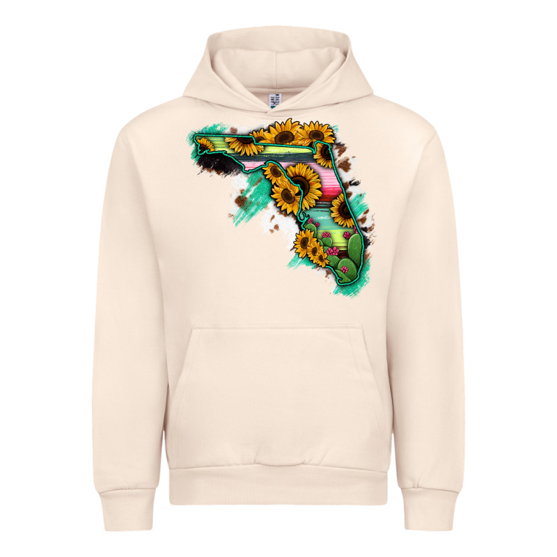 Florida Map With Sunflower And Serape Cactus Urban Hoodie by Bettercallsaul | Teevron