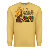 Antique Gold never understimate the power of a black woman Premium Sweatshirt - MaliasSmallBusiness
