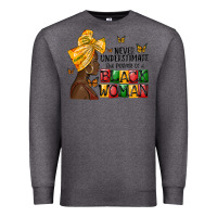 Charcoal Heather never understimate the power of a black woman Premium Sweatshirt - MaliasSmallBusiness