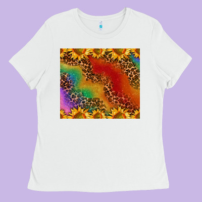 Pride Sunflower  Rainbow Leopard Ladies Tee Designed By Adodesignshop
