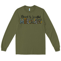 Army Green blessed meemaw Long Sleeve Tee - CowhideDigitalArt