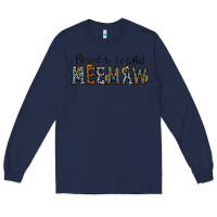 Navy blessed meemaw Long Sleeve Tee - CowhideDigitalArt