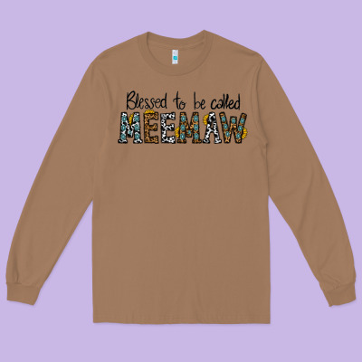 Blessed Meemaw Long Sleeve Tee Designed By Cowhidedigitalart