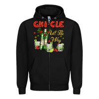 Black gin`gle all the way with bottle and cocktails Zipper Hoodie - AdoDesignShop