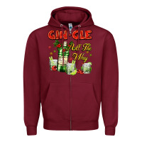 Burgundy gin`gle all the way with bottle and cocktails Zipper Hoodie - AdoDesignShop