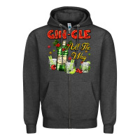 Charcoal Heather gin`gle all the way with bottle and cocktails Zipper Hoodie - AdoDesignShop